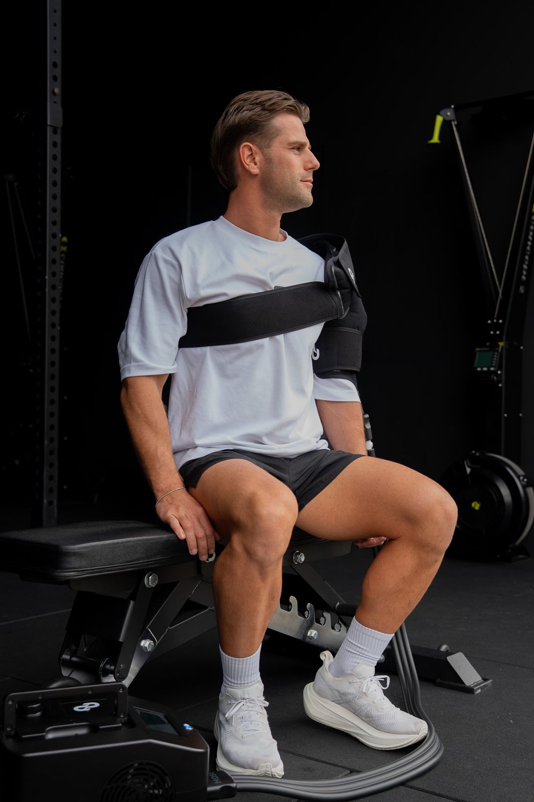 Athlete wearing the Pulse One shoulder wrap